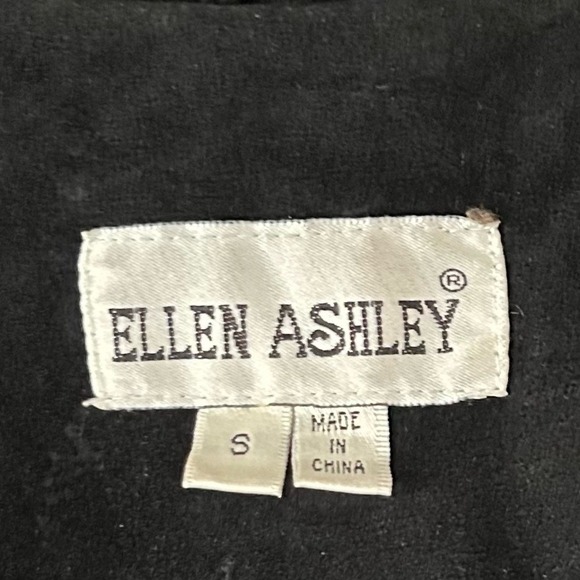 Ellen Ashley Black Vintage Suede Open Front Relaxed Fit Swing Coat Womens Size S - Picture 3 of 13